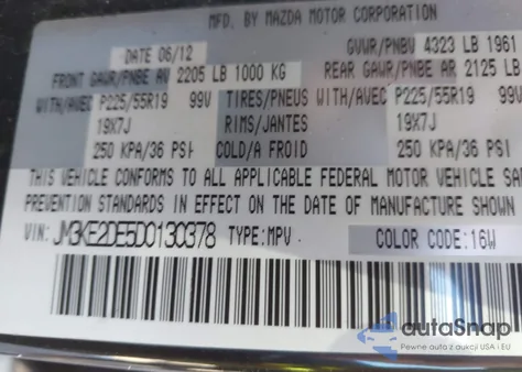 2013 Mazda Cx-5 Grand Touring из США, поврежденный, VIN JM3KE2DE5D0130378